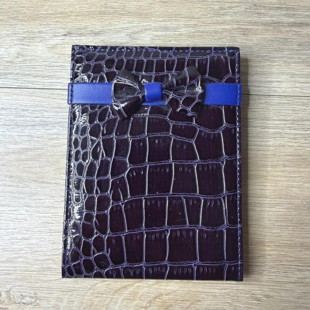 SeneGence International Blue‎ Purple Crocodile Bow Travel Vanity Folding Mirror